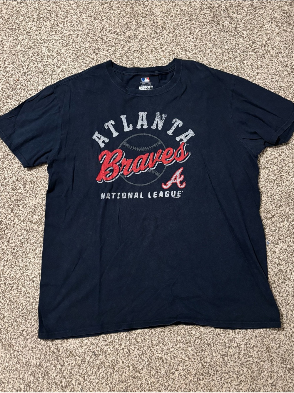 Atlanta Braves Navy Short-Sleeve Tee with Red Logo - Men’s XL